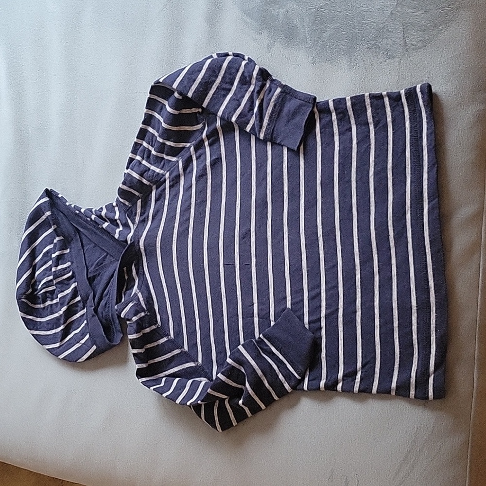 Navy and Grey Striped Hoodie Hanna Andersson